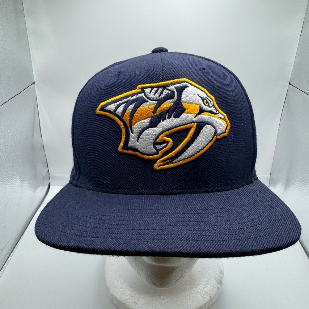 Nashville Predators Snapback Hat Mitchell & Ness NHL Navy Blue Flat Brim Cap